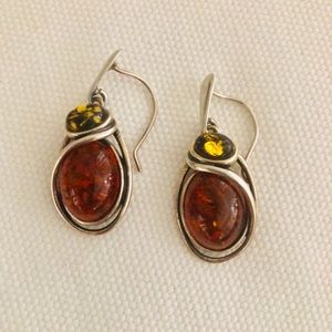 Silver Amber Earrings